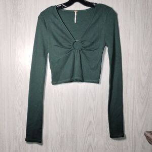 Free People Green Long Sleeve Top